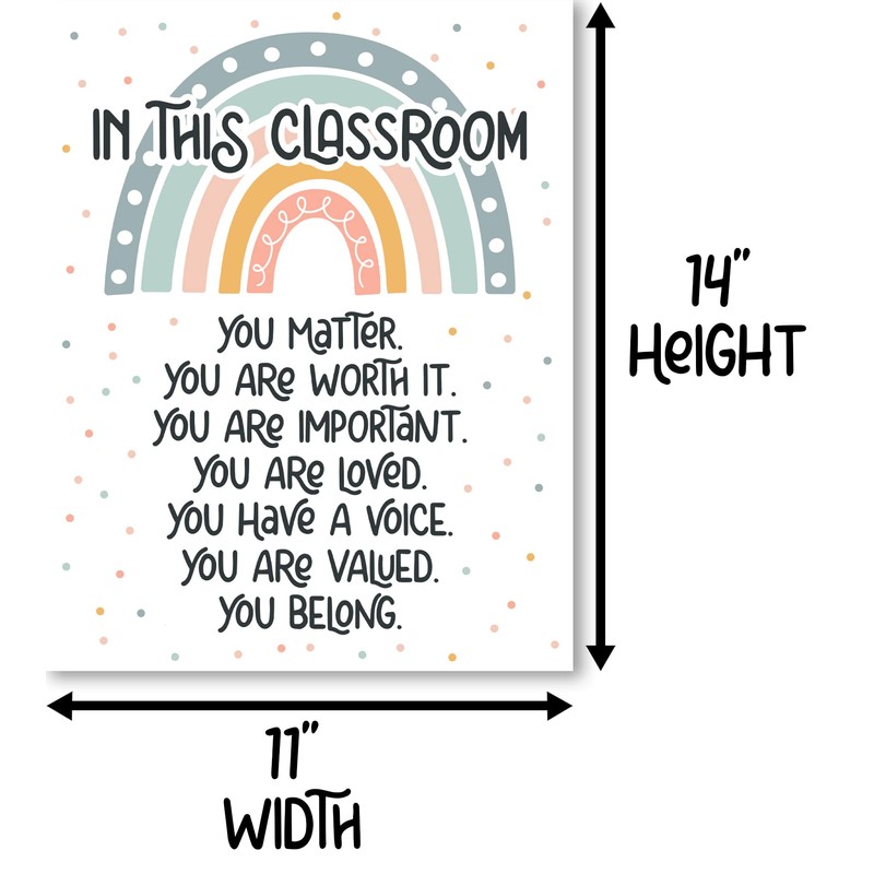 HoneyKICK Boho Rainbow Classroom Decor - 11 x 14 -