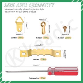 Keadic Picture Hanging Assortment Kits Frame Hanging Screws for Hanging Pictures Photos Drawing (Gold)
