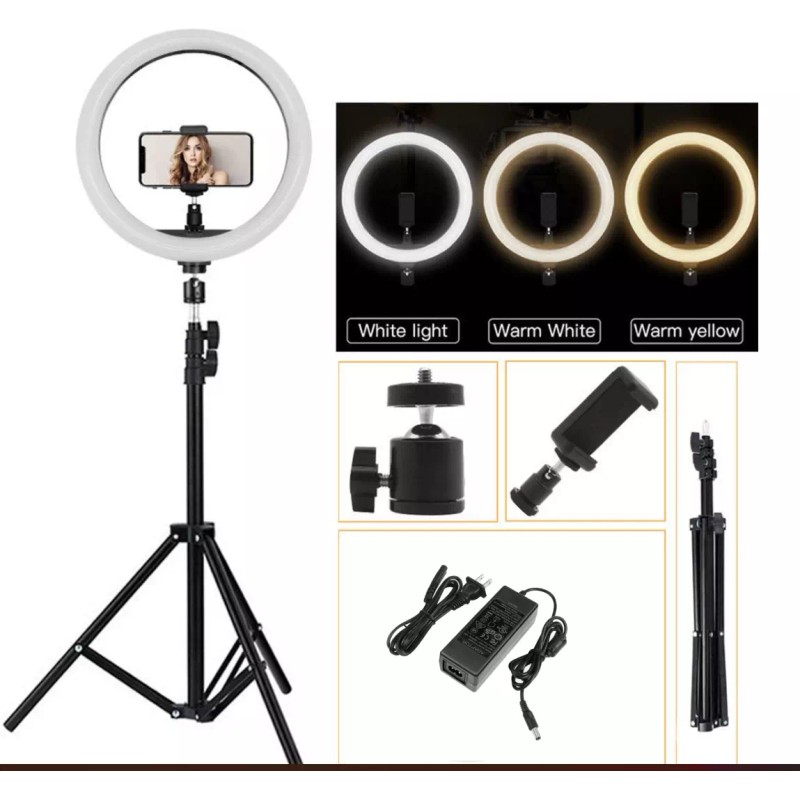 Fodoto 14" LED BiColor Dimmable Ring Light Kit 7' Stand