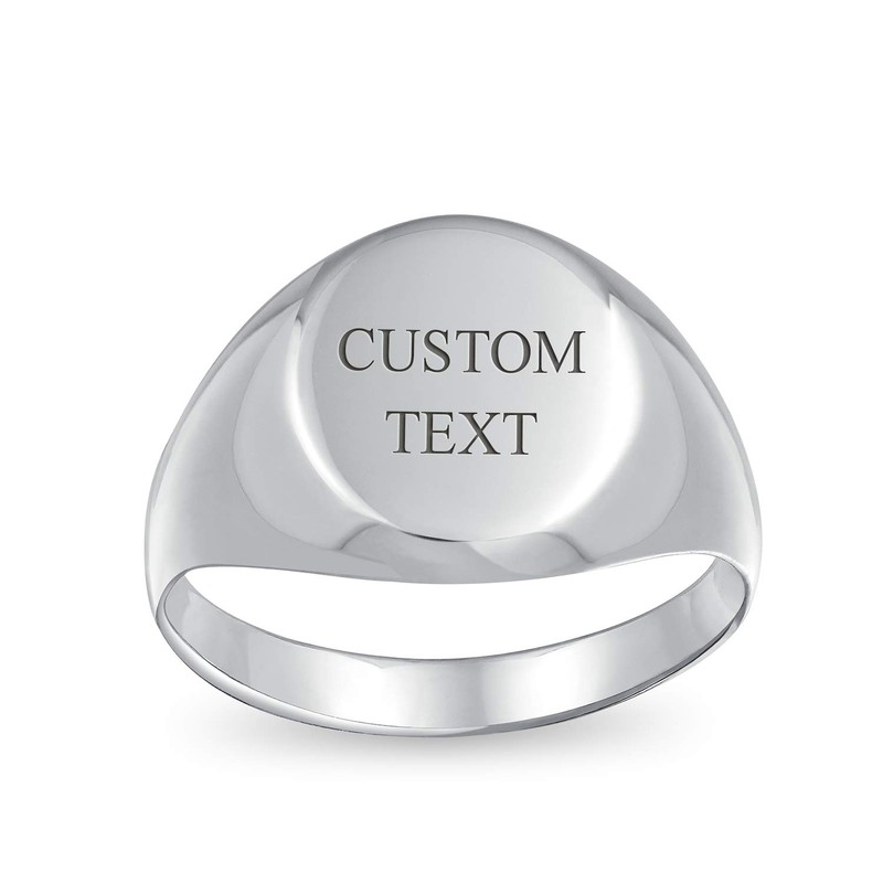 Basic Simple Monogram Engravable 925 Sterling Silver Oval Signet Ring