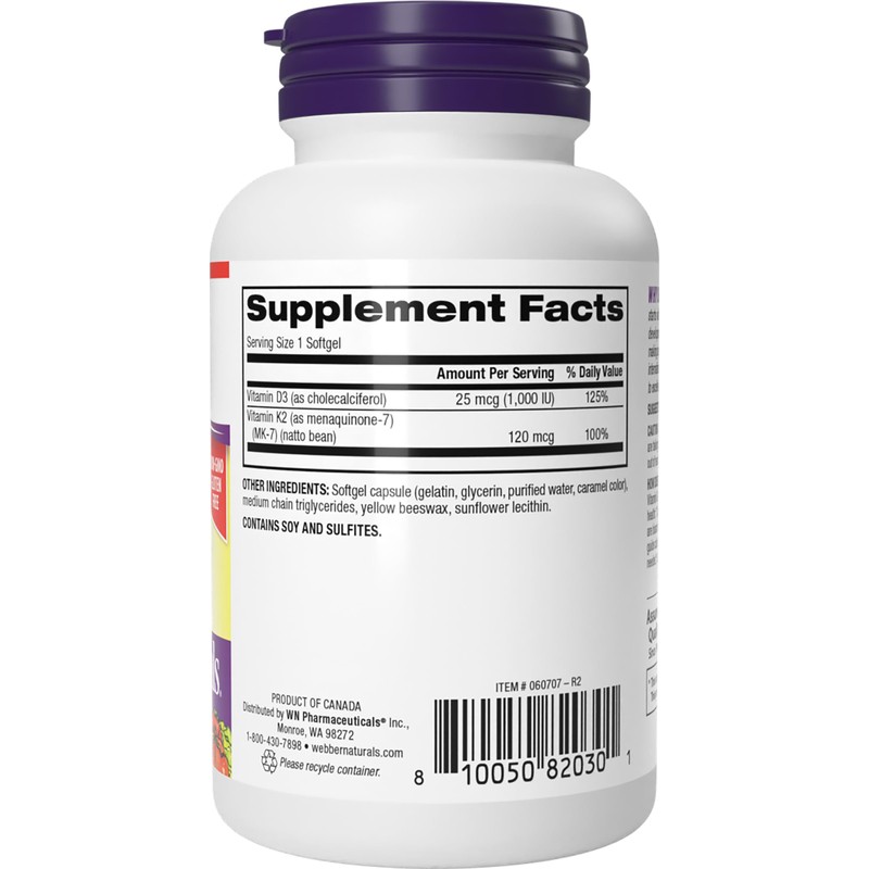 Webber Naturals Vitamin K2 MK-7 (120 mcg) with Vitamin D3