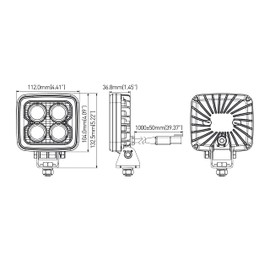 HMH Weldex WDWL-4S12DT60 (WDWL-4S12W60) LED Work Light Reversing Light 12 W 60 Degrees 1000 Lumen Cold White IP69K 12 V 24 V ECE R10 & ECE R23 Die-Cast Aluminium