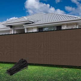 Goleray 8'x5' Fence Privacy Screen Outdoor Temporary Fence Panels Covering for Outside Mesh Fencing UV Blockage Windscreen Shade Net Cover for Backyard Patio Garden, Brown