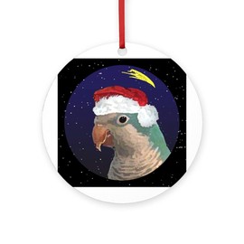 CafePress Christmas Night Blue Quaker Parakeet Ornament Round 4" MDF Holiday Ornament