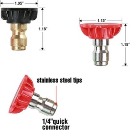 DXBNEZBC 5 Pack Jet Wash & Turbo Nozzles for Pressure Washer – High-Performance 1/4 Inch Quick Connect Tips – 2.5 GPM Stainless Steel Nozzles Compatible with Worx Pressure Washers