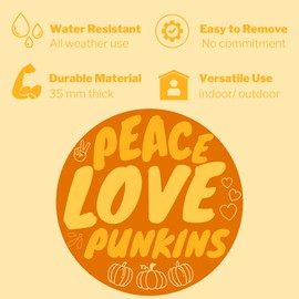 Peace Love Pumpkins Magnet, Fall Decoration for Magnetic Surfaces, Cars, Whiteboards, Classrooms, and Offices, 5.5 Inches