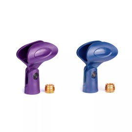 Rannsgeer Handheld Microphone Clip Mic Holder w/adapter (2 Pack) - Blue+Purple