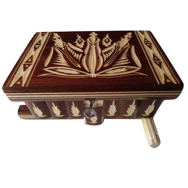 New beautiful puzzle box, magic box, jewelry box, secret box,handmade,tricky box,carved wooden box (Brown)