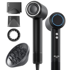 PLUZZ Professional Hair Dryer with Diffuser for Curly Hair, 400M Negative Ionic Blow Dryer for Fast Drying, 120,000 RPM High-Speed Brushless Motor, Low Noise Lightweight, Travel-Friendly, Women & Men