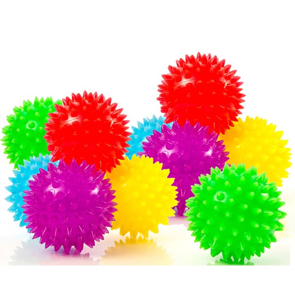 Impresa Products 10-Pack of Spiky Sensory Balls - Squeezy and Bouncy Fidget Toys/Sensory Toys - BPA/Phthalate/Latex-Free