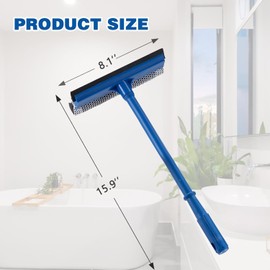 15.9 Inch 2-in-1 Window Squeegee with Sponge and Soft Rubber Strip - Multi-Purpose Glass, Shower, and Car Window Cleaner Tool