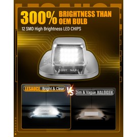 LESAUCE Upgraded LED License Plate Lights For 1988-2000 Chevy C/K-Series 1500/2500/3500 Pickup, 6000K White, Tag Lamp Assembly Replacement, IP68 Waterprooof, Pack of 2