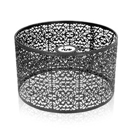 Small Lampshades E27 E14 Metal Flower Texture Lampshade 25 x 16 cm Nordic Style Intervention Lampshades for Table Lamps, Floor Lamps, Pendant Lamps (Black)