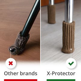 Chair Leg Socks X-PROTECTOR – 16 PCS Furniture Socks – Chair Covers for Legs 1”-2” - Chair Leg Floor Protectors – Brown Hardwood Floor Protectors – Knitted Chair Feet Socks – Shape Doesn't Matter!