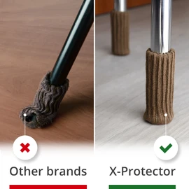 Chair Leg Socks X-PROTECTOR – 16 PCS Furniture Socks – Chair Covers for Legs 1”-2” - Chair Leg Floor Protectors – Brown Hardwood Floor Protectors – Knitted Chair Feet Socks – Shape Doesn't Matter!