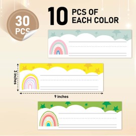 Name Tags for Classroom Cubbies, 30 Boho Rainbow Name Plates for Desks, Back to School Self Adhesive Name Tags Sticker for Teachers Elementary - A04