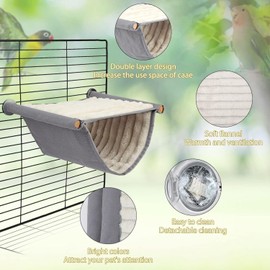 Roczential Suspended Hammock Plush Shed Swing Cave Cabin, Warm Bird Nest Bed, Hanging Hammock Snuggle Hut Parrot House ﻿