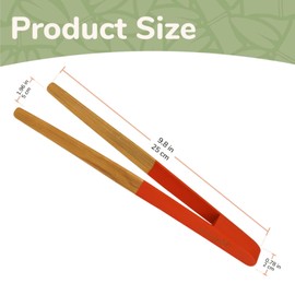 BambooMN Premium 10" Reusable Bamboo Kitchen "A" Toast Tongs For Cooking & Holding - Purple - 3 Pieces