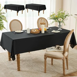 Glomii 2 Pack Black Rectangle Table Cloths - Wrinkle Free Machine Washable Tablecloth, Polyester Durable Fabric Table Cover for Dinning Room, Party, Buffet, Wedding, Restaurants, 58 x 120 Inch.