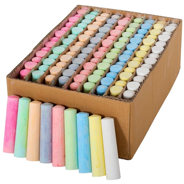 READY 2 LEARN Jumbo Sidewalk Chalk - Set of 126 in 9 Colors - Washable, Non-Toxic, Colored Chalk - Chalk Bulk (CE10017)