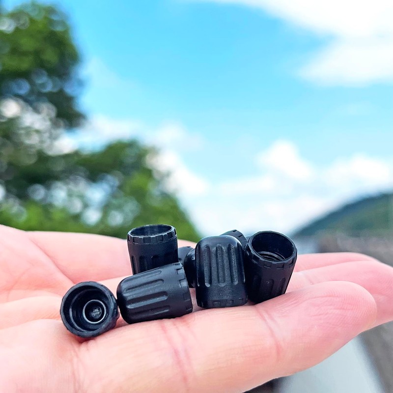 Black TPMS Plastic Tire Valve Stem Caps with Gasket Universal