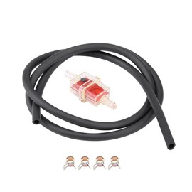 Fuel Filter, Square Fuel Filter Kit, Gas Inline Fuel Line with Hose Line Clamp for Motorcycle Scooter 6mm 1/4 inch (Red), Fuel System,Pipe,Wire Harness