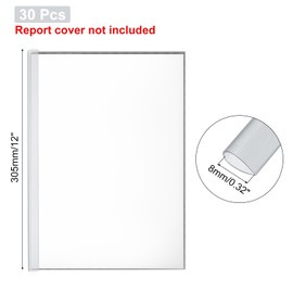 PATIKIL 30Pcs Binding Bars, 8mm Binding Bars Slide Grip 50 Sheets Capacity A4 Size Report Binder Teardrop Shape Presentation Binder for Report Cover Resume, Clear