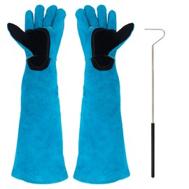 Surfante Animal Handling Gloves Bite Proof with 40inch Collapsible Snake Hook,Suitable for Dog Cat FalconBird Reptile Snake