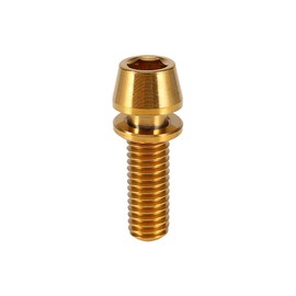 M5 Screws Gold, 6 Pieces Titanium Screws M5 x 16 Titanium Screws Bicycle Trunk Bolt Screws MTB Road Bike Titanium Taper Head Screw with Washer for Mountain Bike (Golden)
