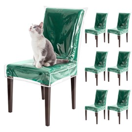 YBEATY Clear Dining Chair Covers Heavy-Duty Plastic Waterproof Stool Seat Protectors W/21 x D/18 Dining Room Kitchen Outdoor Easy Clean Cover from Pet Claws Cat Scratch Dust Stain Spill Pet Hair(6)
