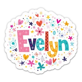 Evelyn Girl Name Cute Kid Lunchbox - 8" Vinyl Sticker - for Car Laptop I-Pad - Waterproof Decal