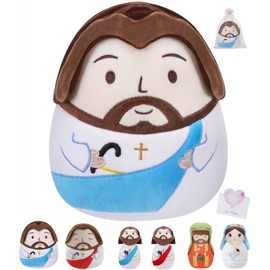 LeYoHa Jesus Plush Pillow Religious Gift - Christian Plush Toy Divine Inspiration Beautiful Cross Embroidery, Jesus Stuffed Christmas