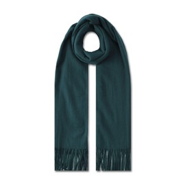 Gadgets Mafia Women's Winter Long Soft Warm Wool Spinning Tassel Shawl Scarf, Neat Fringe Design, Full-weight Fabric (Dark Green)