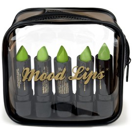Mood Lips Lipstick pH Color Changing Long Lasting Magic Custom Lip Shade Made in the USA 12 hour long lasting non transfer with Vitamins A, C, & E, and Aloe Vera (Green (Pack of 5))