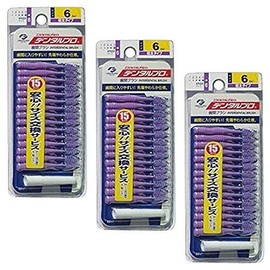 Dental Pro Interdental Brush, I-Shaped, Size 6 (LL), 15 Pieces x 3 Pieces