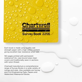 Exacompta - Ref 2256Z - Chartwell Casebound Field Survey Book - 106 x 165mm in Size, Excellent Strength When Wet, Ideal for Use Outside, Graph With 2 Lines, Yellow