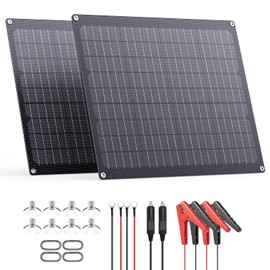 ZOUPW 40W 12V Solar Battery Charger,2 PCS 20W Solar Battery Maintainer with Built-in Intelligent Charge Controller,IP68 Waterproof Trickle Charger for Car Boat Marine RV Trailer