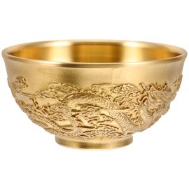 VOSAREA Brass Treasure Bowl Gold Decorative Tray Mixing Bowls Plate Countertop Modern Decor Balls Brass