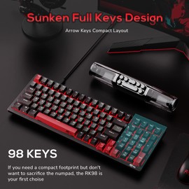 RK ROYAL KLUDGE RK98 Wireless Mechanical Keyboard,100 Keys Triple Mode 2.4G/BT5.1/USB-C, Hot Swappable Gaming Keyboard with Numpad RGB Backlit 3750mAh Battery NKRO, Linear Speed Silver Switch, Black