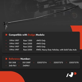 A-Premium Front Outer Left Tie Rod End, Compatible with Dodge Ram 1500 2500 3500 1994 1995 1996 1997