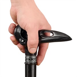 Asterom Plague Doctor Cane - Wooden, Cool Steampunk Canes for Men & Women, Skull Walking Stick, Gothic, Black