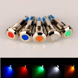 Gebildet 5pcs 8 mm AC/DC 12-24V Stainless Steel Waterproof LED Indicator Light and in 5 Colours Red/Orange/Blue/Green/White