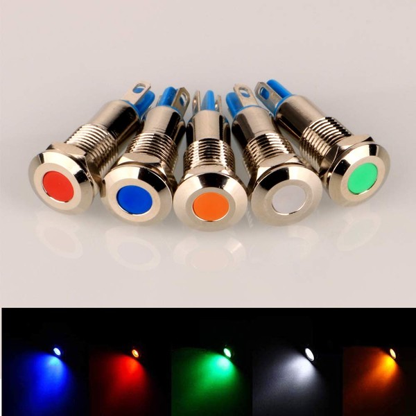Gebildet 5pcs 8 mm AC/DC 12-24V Stainless Steel Waterproof LED