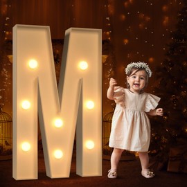 Tongjoy 3FT Marquee Light Up Letters, Large Light Up Letters for Baby Shower Party Backdrop Decor, Marquee Letters for Birthday Wedding Engagement Party Decorations, Letter M