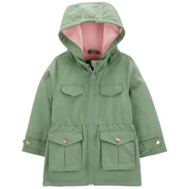 OshKosh B'gosh Girls' Fleece-Lined Midweight Hooded Jacket, Olive