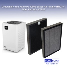 PUREBURG KF250 Replacecment Filter Compatible with Kenmore 1200e Series PM2010 & KALADO KCA01 Air Purifiers,2 Set (4 Filters) H13 True HEPA Activated carbon 2-in-1