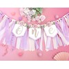 Baby Girl 1st birthday highchair banner -Purple Floral Garland, Purple