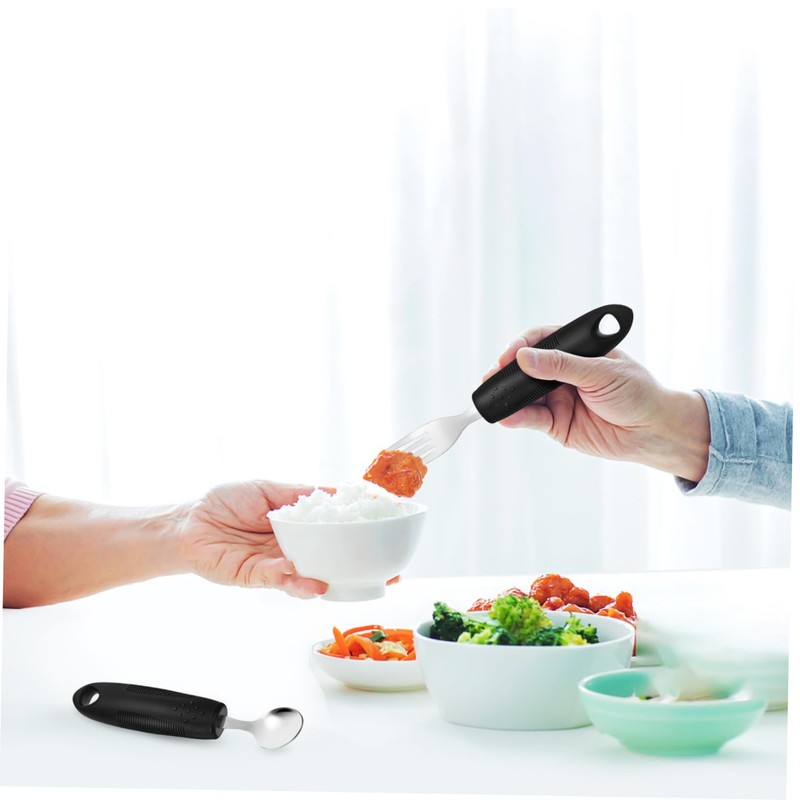 ULTECHNOVO Ergonomic Handle Adaptive Utensils Elderly Eating Utensils Weighted Spoon