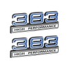 383 6.2L High Performance Engine Emblems in Chrome & Blue
