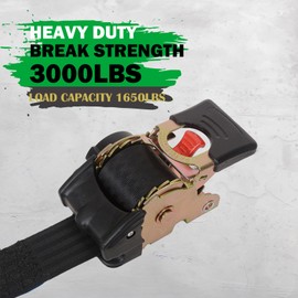 MOTO4U 2" x 8.8' Bolt-On Retractable Ratcheting Tie-Down Strap AutoRetract Marine Strap Transom Tie Downs w/S Hook for Motorcycle Boats Trailers（one Pair）